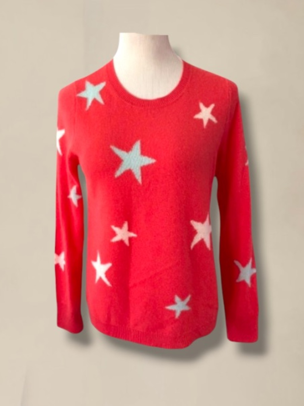 New! CYNTHIA ROWLEY 2-PLY CASHMERE STAR SWEATER SIZE LARGE